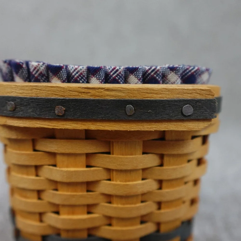 Longaberger 1997 JW Collection Miniature Waste Basket Set Liner & COA